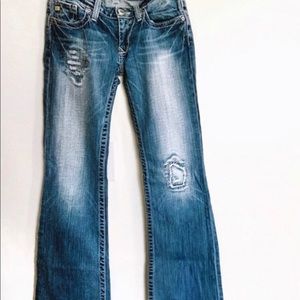 Big Star Ultra-Low Rise Distressed Bootcut Jeans